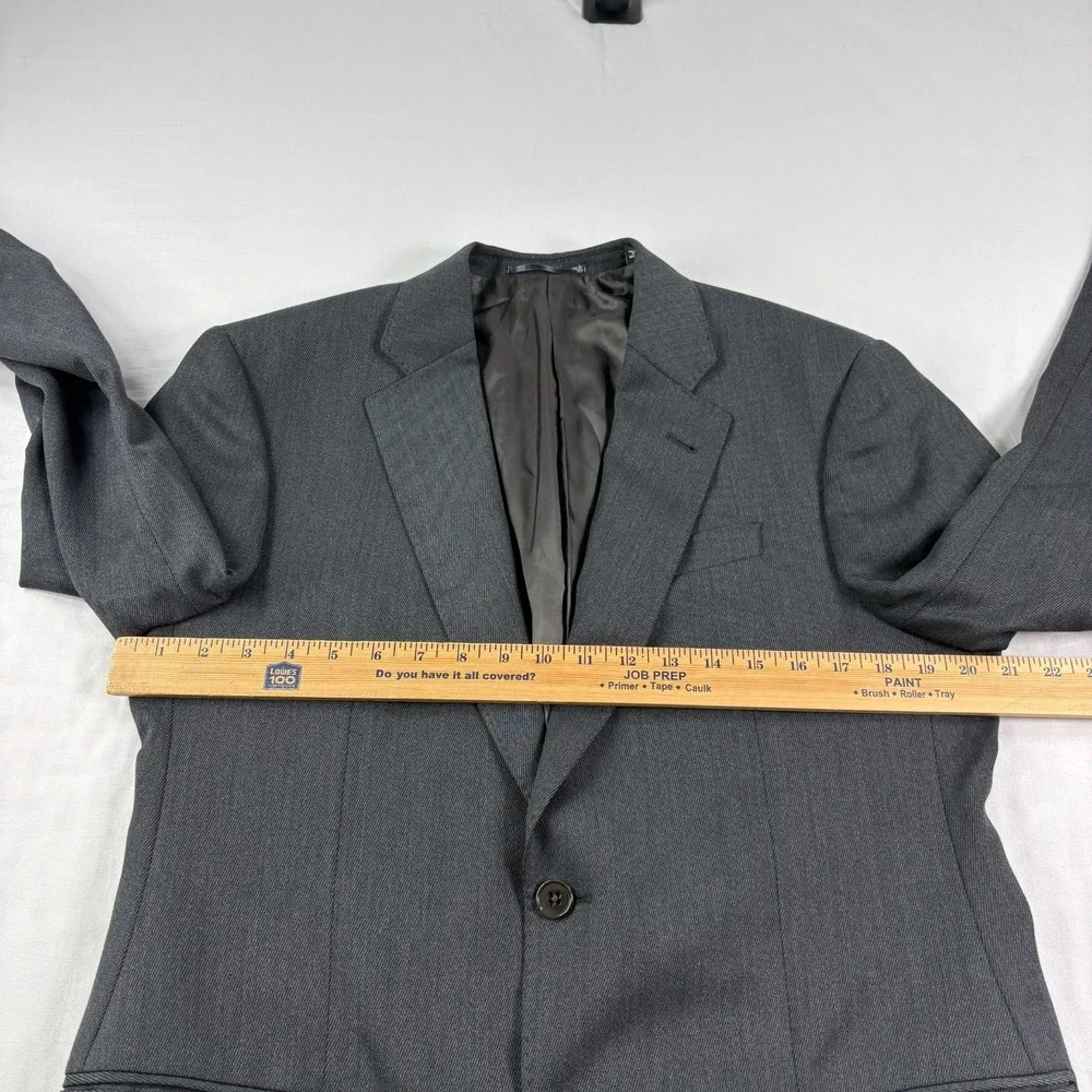 Armani Collezioni Wool Blazer Mens Size 50 Gray Black Jacket Single Breasted